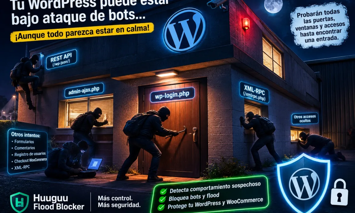 Bots intentando diferentes puntos de acceso de un sitio WordPress