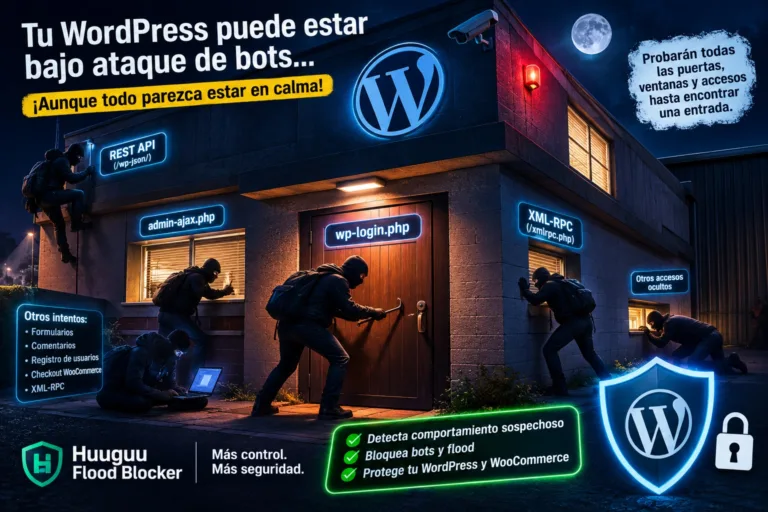 Bots intentando diferentes puntos de acceso de un sitio WordPress